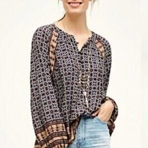Anthropologie 11.1 Tylho Aubina Peasant Blouse Top Long Sleeves Size XS